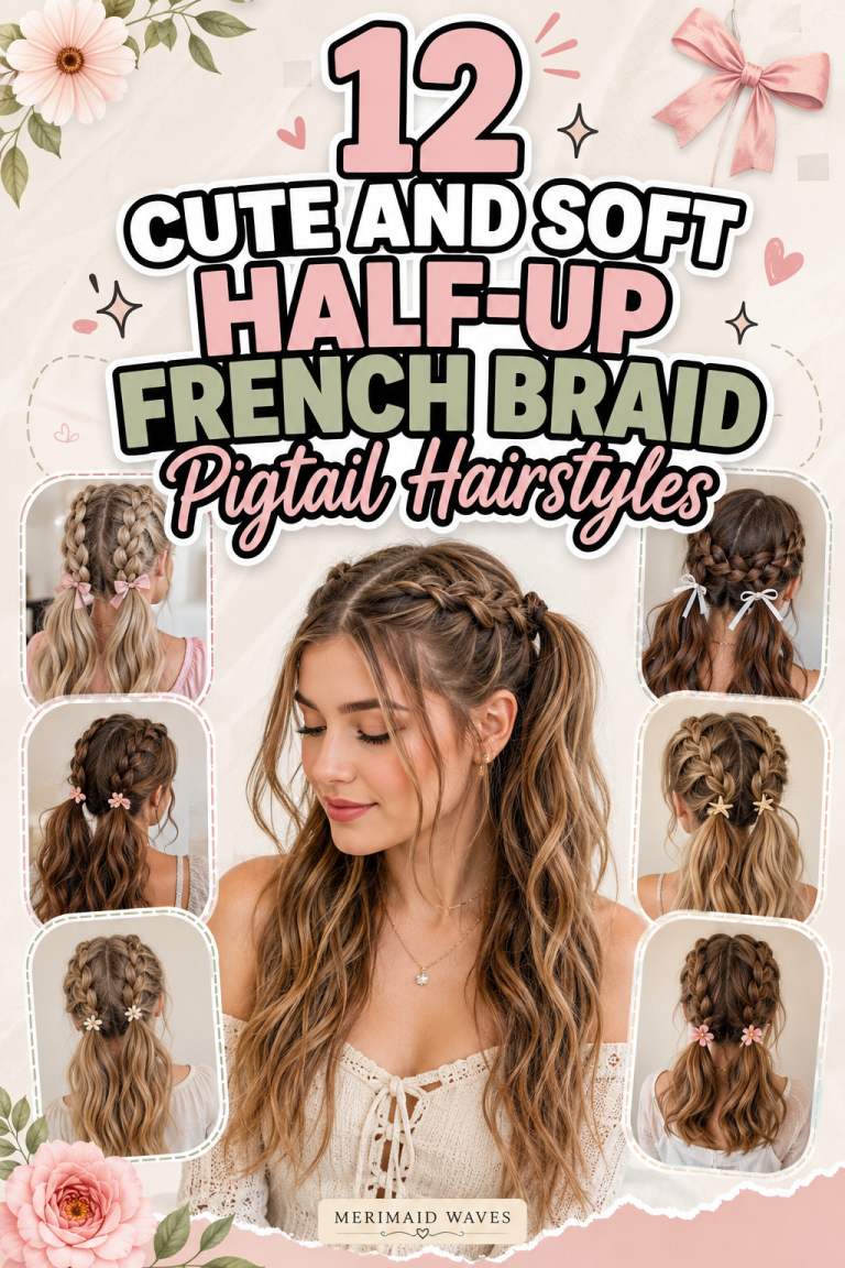 Cute And Soft Half-Up French Braid Pigtail Hairstyles