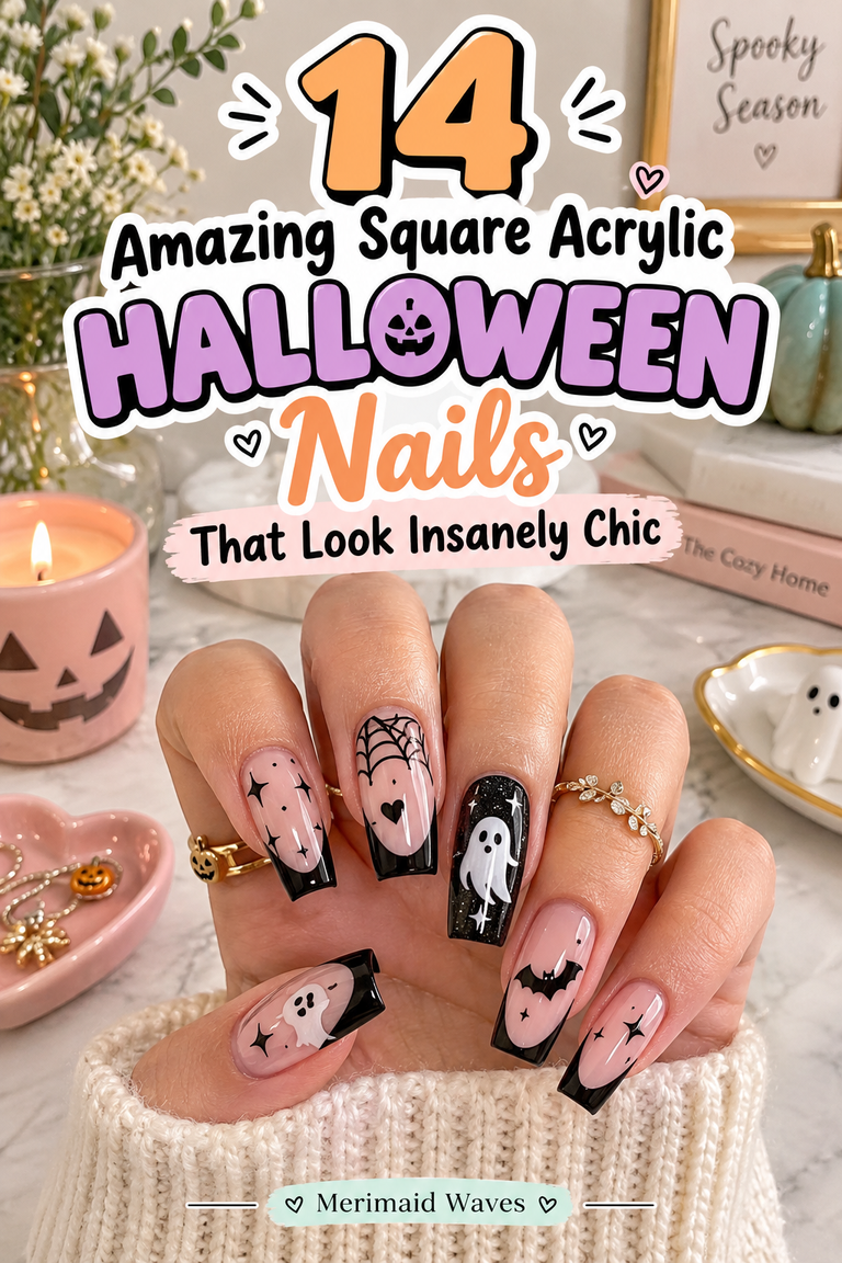 14 Amazing Square Acrylic Halloween Nails That Look Insanely Chic