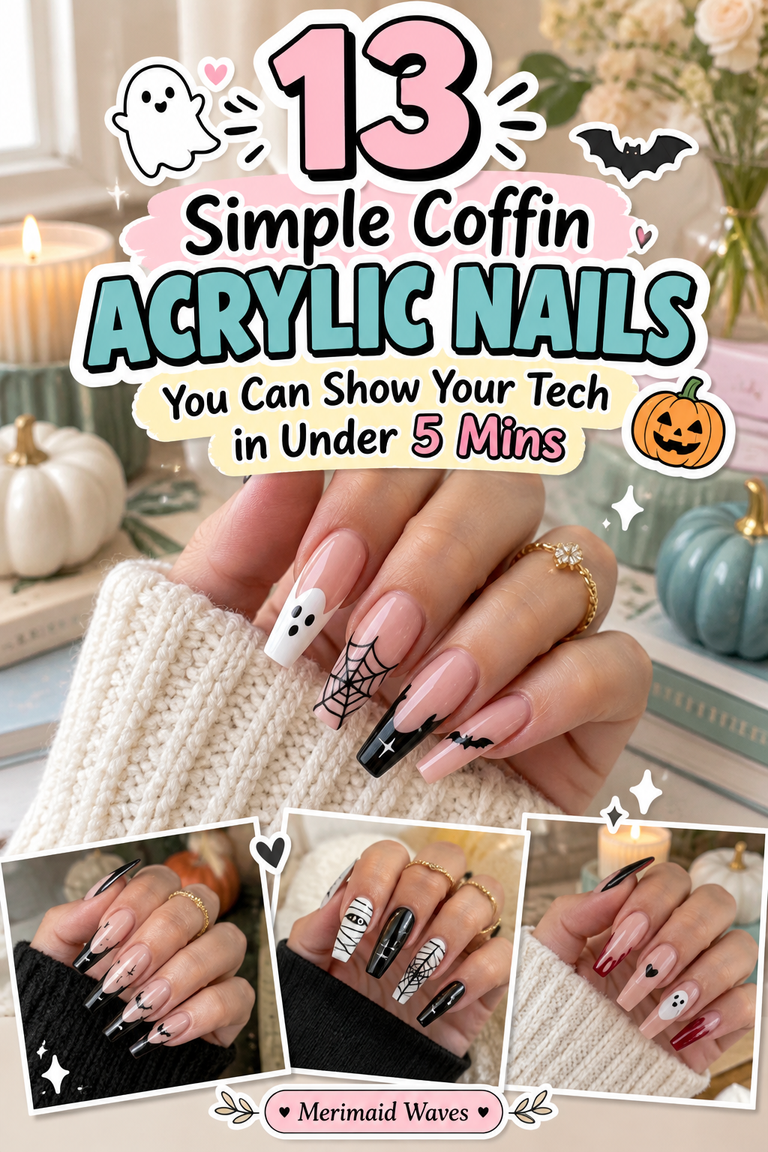 13 Simple Coffin Acrylic Halloween Nails You Can Show Your Tech in Under 5 Mins